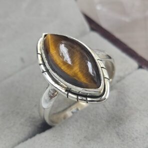Tiger's Eye Size US 10 925 Sterling Silver Ring (REXT156-26)