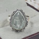Aquamarine Cut Size US 6 925 Sterling Silver Ring (REXT153-83)