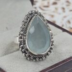 Aquamarine Cut Size US 6 925 Sterling Silver Ring (REXT153-81)