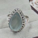Aquamarine Cut Size US 6 925 Sterling Silver Ring (REXT153-82)