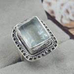 Aquamarine Cut Size US 6 925 Sterling Silver Ring (REXT153-80)