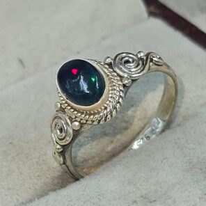 Black Opal 925 Sterling Silver Ring (REXT157-31)