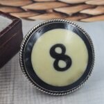 No. 8 Pool Ball 925 Sterling Silver ADJ Ring (REXT157-34)