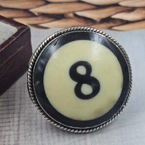No. 8 Pool Ball 925 Sterling Silver ADJ Ring (REXT157-34)