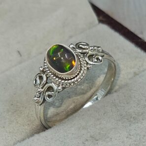 Black Opal 925 Sterling Silver Ring (REXT157-24)