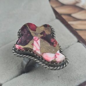 Red Rose Dahlia Antique 925 Sterling Silver Ghost Ring (REXT159-2)