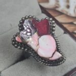 Red Rose Dahlia Antique 925 Sterling Silver Ghost Ring (REXT159-1)