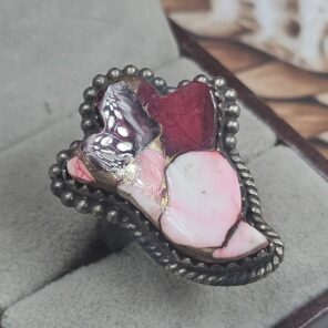 Red Rose Dahlia Antique 925 Sterling Silver Ghost Ring (REXT159-1)