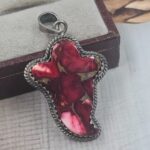 Red Rose Dahlia Antique 1.5" 925 Sterling Silver Ghost Pendant (REXT159-14)