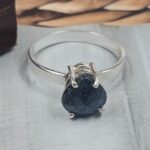 Moss Teal Kyanite Size US 10 925 Sterling Silver Prong Ring (REXT49-391)