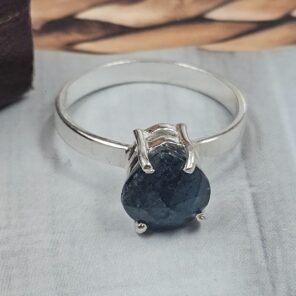 Moss Teal Kyanite Size US 10 925 Sterling Silver Prong Ring (REXT49-391)