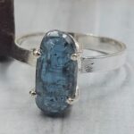 Moss Teal Kyanite Size US 9 925 Sterling Silver Prong Ring (REXT49-393)