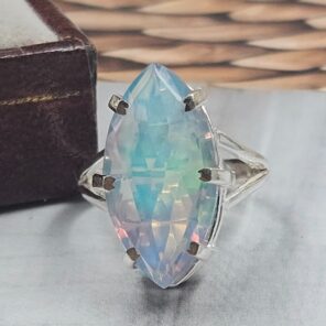 Aurora Opal 925 Sterling Silver Prong Ring (REXT49-380)