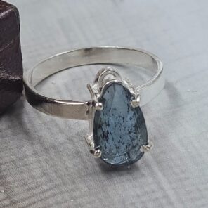Moss Teal Kyanite Size US 7 925 Sterling Silver Prong Ring (REXT49-388)