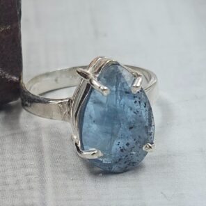 Moss Teal Kyanite Size US 7 925 Sterling Silver Prong Ring (REXT49-387)