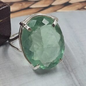 Fluorite Size US 9 925 Sterling Silver Prong Ring (REXT49-375)