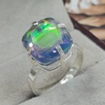 Aurora Opal 925 Sterling Silver Prong Ring (REXT49-383)