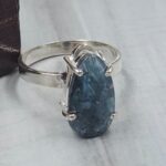 Moss Teal Kyanite Size US 9 925 Sterling Silver Prong Ring (REXT49-394)