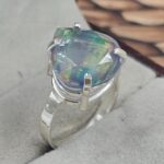 Aurora Opal 925 Sterling Silver Prong Ring (REXT49-385)