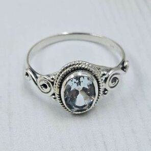 Blue Topaz 925 Sterling Silver Ring (REXT157-43)