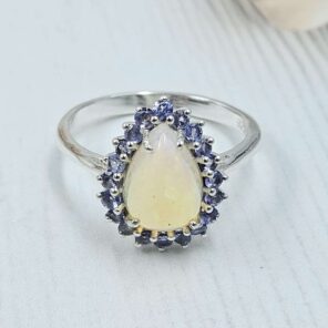 Ethiopian Opal & Amethyst 925 Sterling Silver Ring (RS60-100)