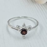 Garnet & White Topaz 925 Sterling Silver Ring (REXT34-25)