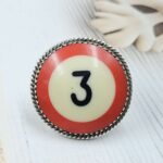 No. 3 Pool Ball 925 Sterling Silver ADJ Ring (RS4-246)