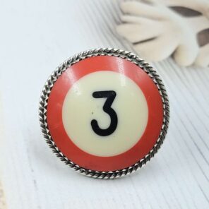 No. 3 Pool Ball 925 Sterling Silver ADJ Ring (RS4-246)