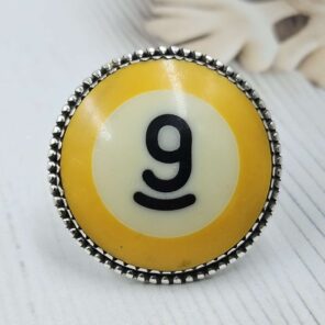 No. 6 Pool Ball 925 Sterling Silver ADJ Ring (RS4-248)