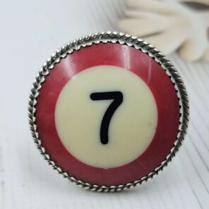 No. 7 Pool Ball 925 Sterling Silver ADJ Ring (RS4-244)