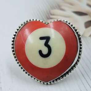 No. 3 Pool Ball 925 Sterling Silver ADJ Ring (RS4-247)