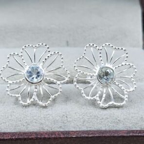 Blue Topaz 925 Sterling Silver Stud Earring (RS60-98)