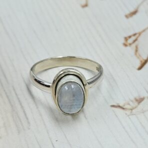 Rainbow Moonstone 925 Sterling Silver Ring (RS60-118)