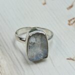Raw Rainbow Moonstone Size US 6 925 Sterling Silver Ring (REXT112-205)
