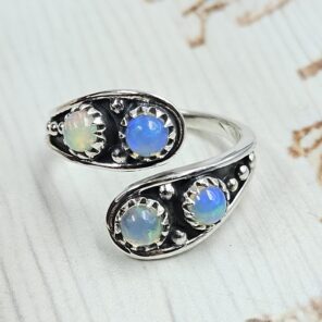 Ethiopian Opal 925 Sterling Silver ADJ Ring (REXT34-41)