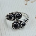 Black Onyx 925 Sterling Silver ADJ Ring (REXT34-39)