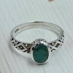 Emerald 925 Sterling Silver Ring (REXT59-47)