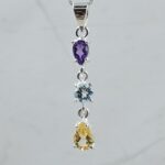Blue Topz & Citrine & Amethyst 1.5" 925 Sterling Silver Pendant (REXT61-198)