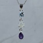 Moonstone & Blue Topaz & Amethyst 1.5" 925 Sterling Silver Pendant (REXT61-202)