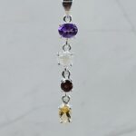 Garnet & Amethyst & Citrine & Rainbow Moonstone 1.5" 925 Sterling Silver Pendant (REXT61-195)