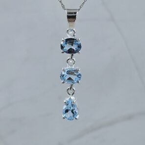 Blue Topaz 1.5" 925 Sterling Silver Pendant (REXT61-187)