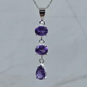Amethyst 1.5" 925 Sterling Silver Pendant (REXT61-166)