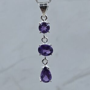 Amethyst 1.5" 925 Sterling Silver Pendant (REXT61-168)