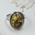 Amber Size US 7 925 Sterling Silver Ring (REXT12-171)