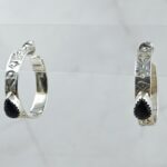 Black Onyx 925 Sterling Silver Hoop Earring (RS62-379)