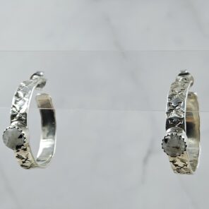 White Buffalo Turquoise 925 Sterling Silver Hoop Earring (RS62-381)