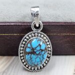 Egyptian Turquoise 1" 925 Sterling Silver Pendant (REXT89-290)