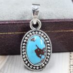 Egyptian Turquoise 1" 925 Sterling Silver Pendant (REXT89-292)