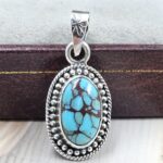 Egyptian Turquoise 1" 925 Sterling Silver Pendant (REXT89-276)