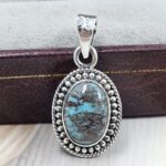 Egyptian Turquoise 1" 925 Sterling Silver Pendant (REXT89-288)